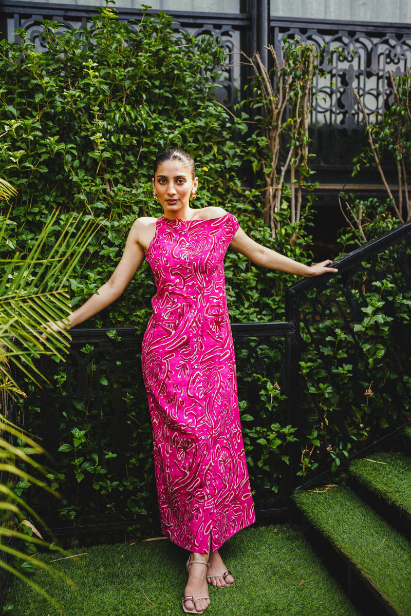 Paradiso Pink One-Shoulder Column Dress – Drawn
