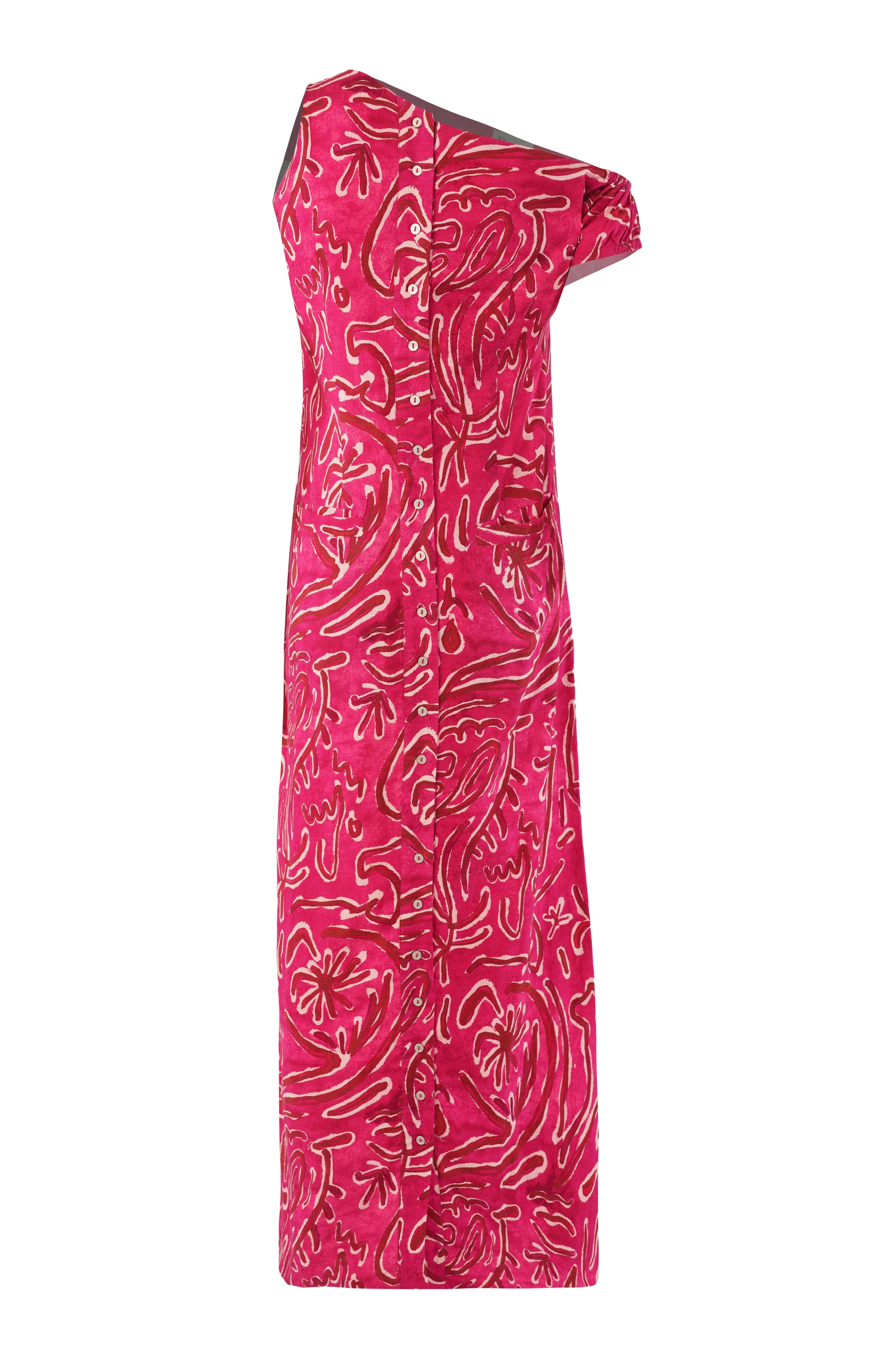 pink and red one shoulder dress Coral Pink Ombre Asymmetric One Shoulder Maxi Dress - Event Dresses