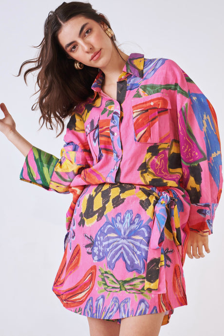 Electric Bloom Wrap Skort