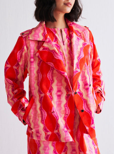 Fuchsia Flame Cropped Trench
