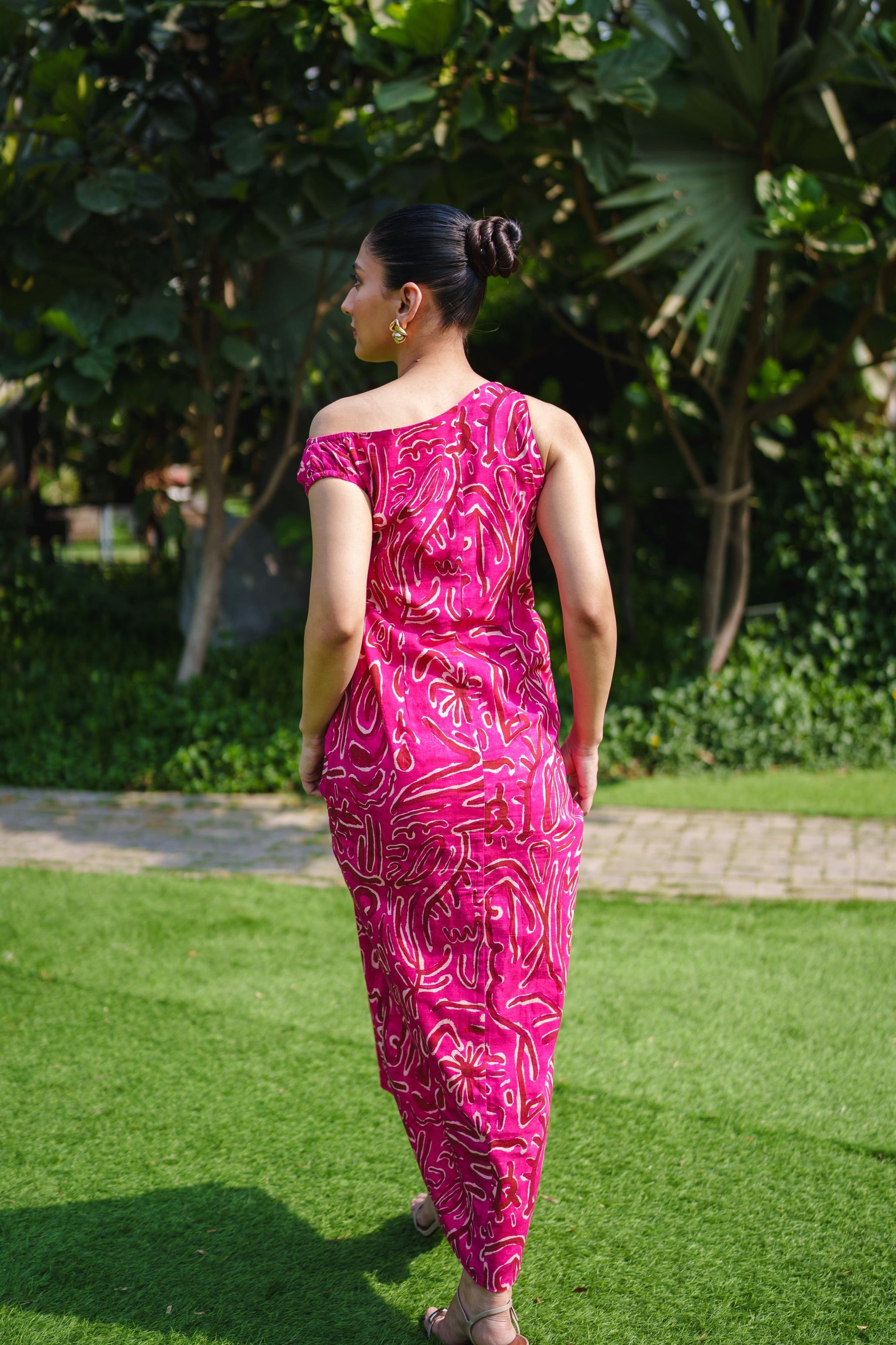 Paradiso Pink One-Shoulder Column Dress – Drawn