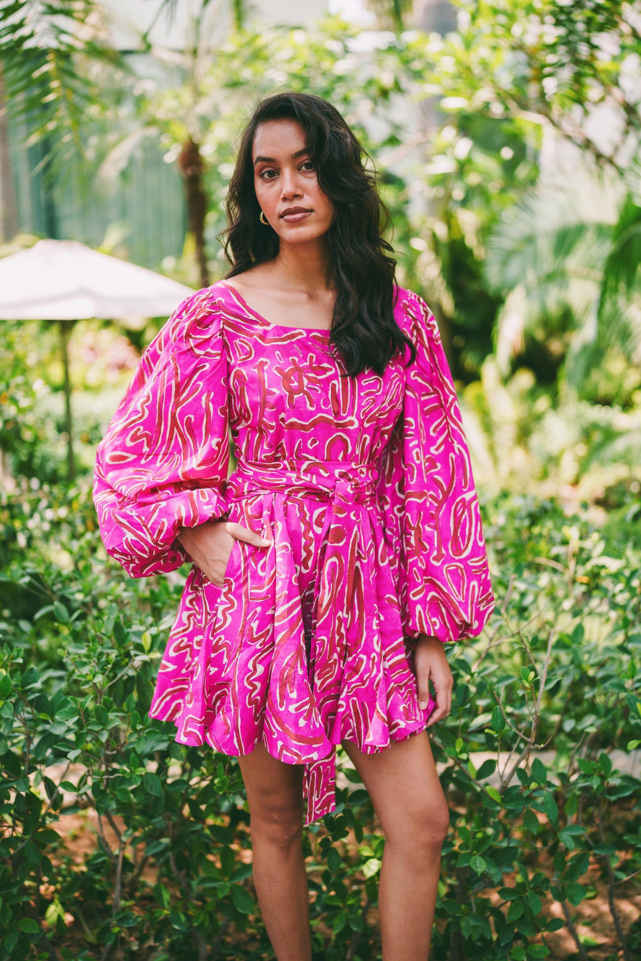 Paradiso Pink Godet Short Dress