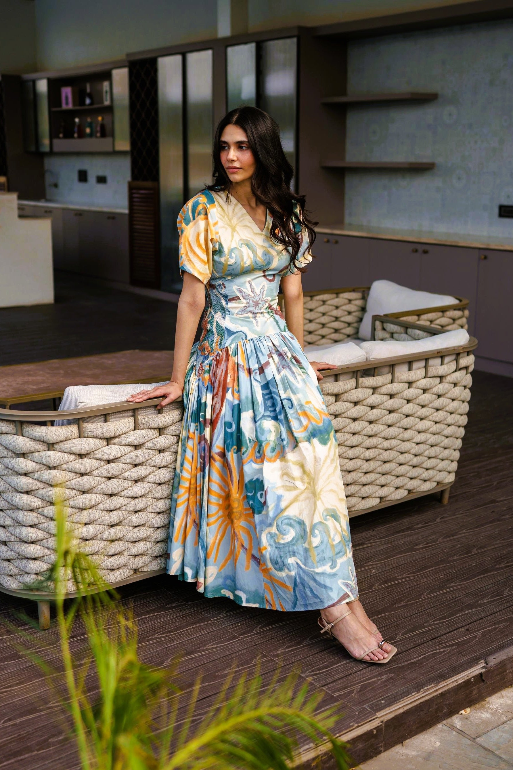 lakeside printed midi dress Lakeside Smocked Midi Dress