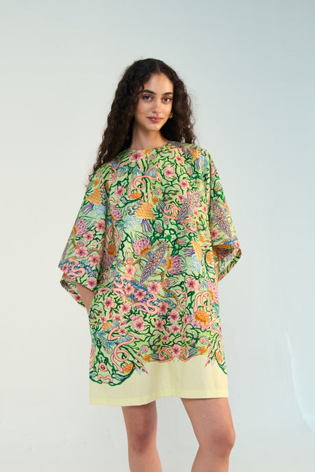 Serpent Bloom Oversized Shirt Dress - Artist Edit